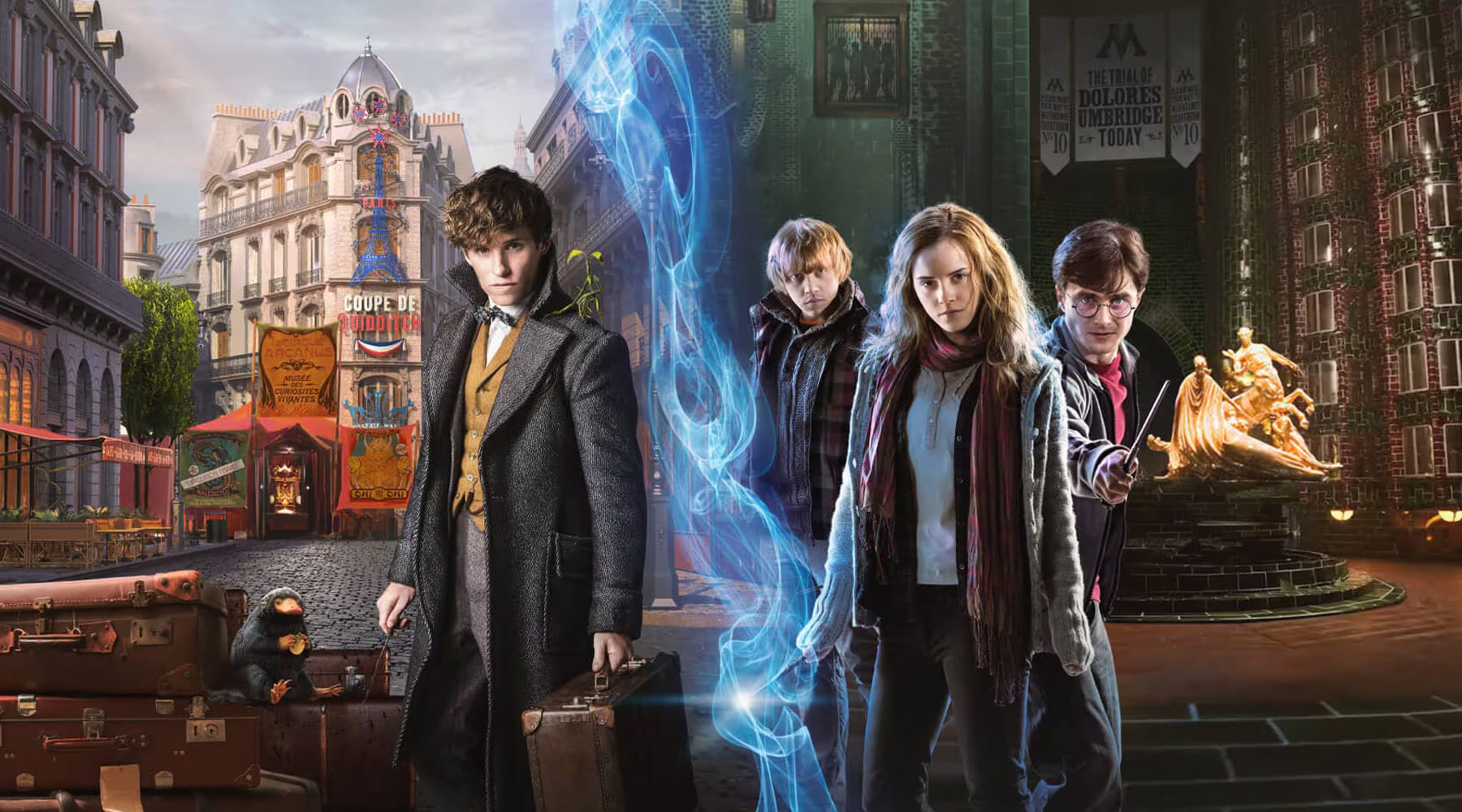 Imagem de divulgação de Harry Potter no parque Epic Universe
